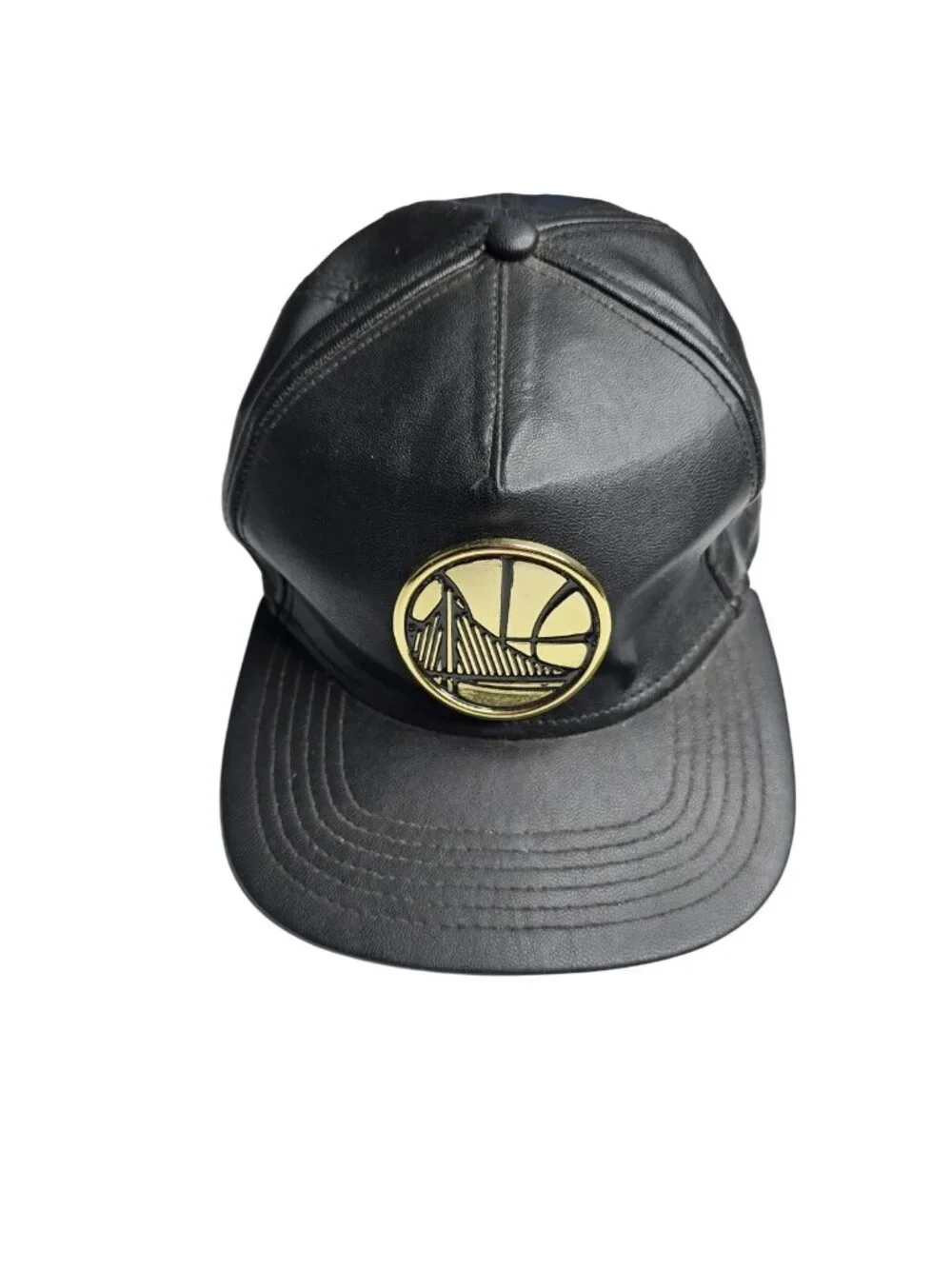 Golden State Warriors Black Leather Snapback Hat By New Era 9Fifty One Size Fits